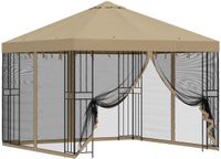 vidaXL Tuinpaviljoen met zijwanden, 3 x 3 meter, beige