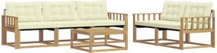 vidaXL Bank loungeset 5 zitplekken Wit et crème Acacia bois