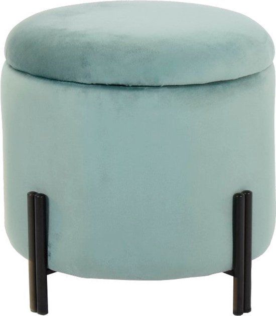 Voetensteun DKD Home Decor Metaal Turkoois Polyester (42 x 42 x 42 cm)