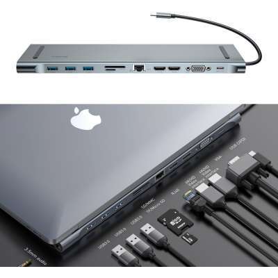 BASEUS Notebook 11-in-1 USB-C Hub Station - grijs grijs