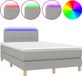 vidaXL Boxspringbed met matras en LED-verlichting, lichtgrijs, 120x190 cm, stof