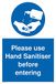 Gebruik Hand Sanitiser voordat u