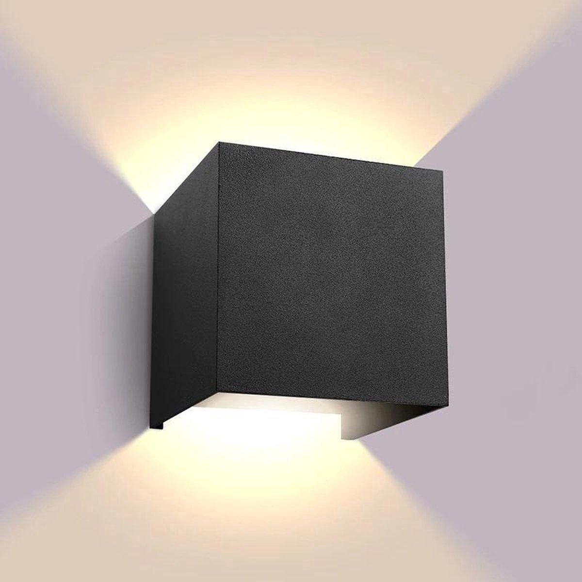 Luminize wandlamp voor binnen en buiten - Zwart - 3000K – Industrieel - Buitenlamp - Design - Muurlamp - Woonkamer - LED - 12w - 10×10 cm