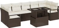 vidaXL Tuinbank Set 8-delig Bruin Polyrattan