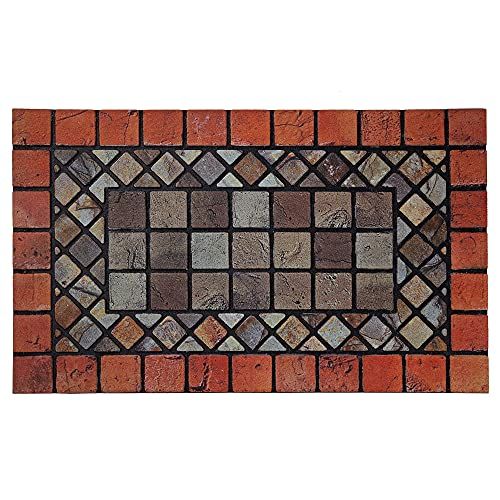 Nicoman Elegante tegelmat barrière deurmat milieuvriendelijk schrapen en antislip binnen/buiten deurmat, rechthoekig (75x44cm), rode rand