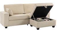 HOMCOM Sofa Set-Cord (100 % Polyester)-216L x 151B x 94H cm-Beige