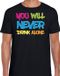 Bellatio Decorations Foute party t-shirt heren - you will never drink alone - zwart - carnaval L