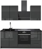 Vicco Eenpersoonskeuken Fame-Line, Antraciet Hoogglans/Antraciet, 190 cm