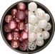 Bellatio Decorations Kerstballen mix - 74-delig - parelmoer wit en oudroze - 6 cm - kunststof