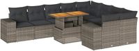 vidaXL 10-delige Loungeset met kussens, polyrattan, acacia, grijs