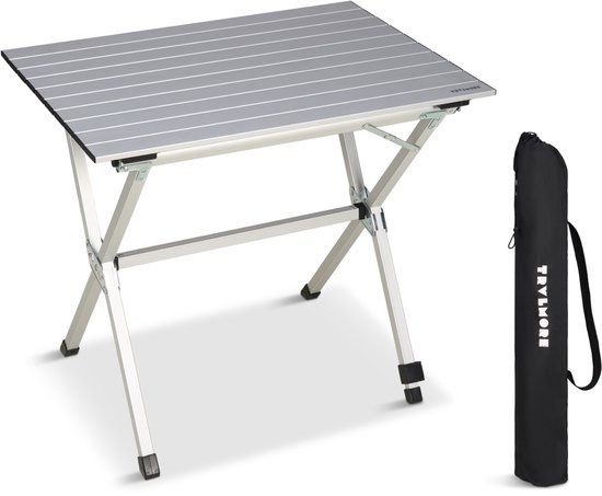 TRVLMORE Campingtafel - 80x58x71 cm - Lichtgewicht met Aluminium Frame - Vouwtafel - Kampeertafel - Klaptafel - Zilver
