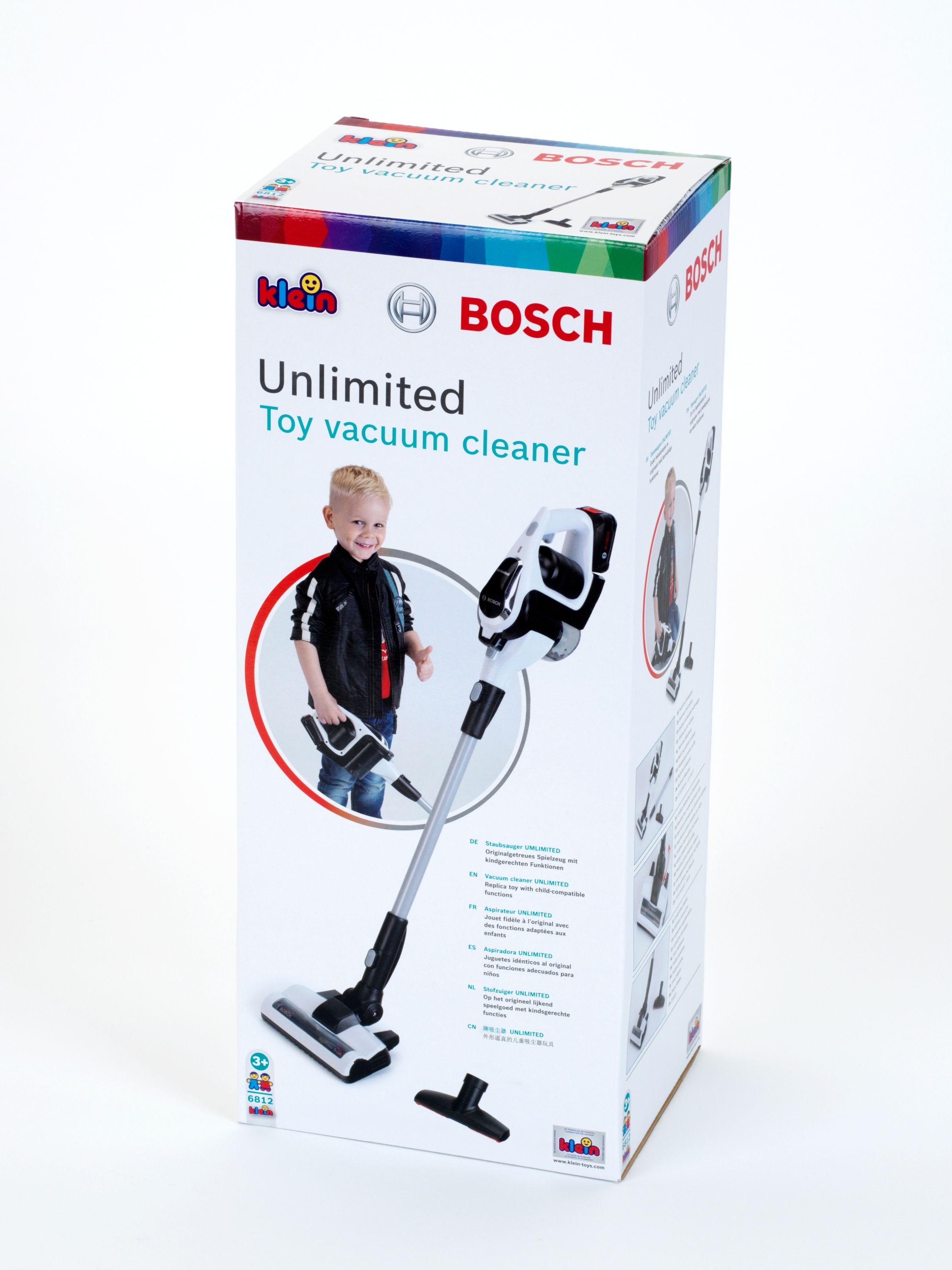 Bosch Klein Toys Bosch Unlimited Stofzuiger - Wit - 16x16x80 cm - Met Geluid - Vanaf 3 Jaar