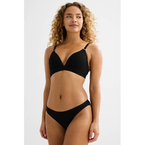 BEACHWAVE bikinibroekje met lurex en textuur zwart