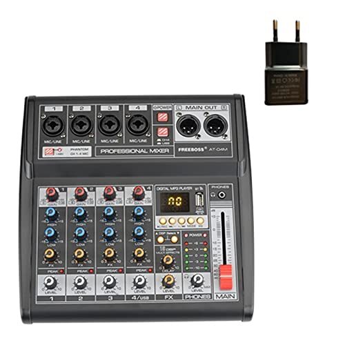EZGA Miniaudio DJmixer Sound Board AT04m Portable voeding Bluetooth