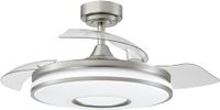 Levitantes Plafondventilator, nikkel, 3 uitklapbare vleugels, 32/44,5 x 108 cm, 3 lichttemperaturen