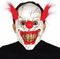 Halloween Masker Horror Clown met Rood Haar - Fiestas Guirca - Volwassenen
