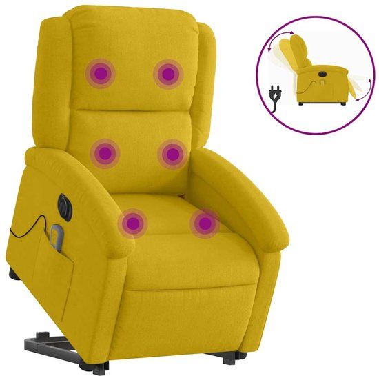 vidaXL Sta-op-massagestoel elektrisch verstelbaar fluweel geel