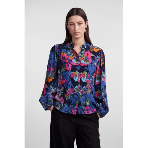Y.A.S YASFIMA Blouse - All Over Print - Zwart/Roze/Blauw