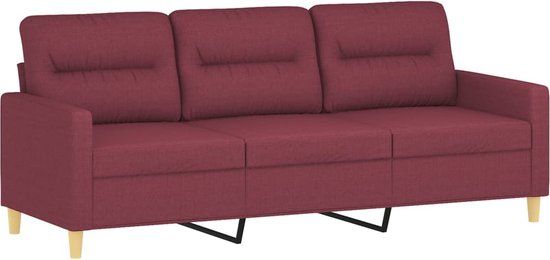 vidaXL Driezitsbank 180 cm stof wijnrood