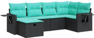 vidaXL 6-delige Loungeset met kussens, polyrattan, zwart