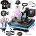 Presse à chaud multifonctionnelle 8-en-1, format 12x15 pouces (environ 30x38 cm), puissance 900 W, pour t-shirts, mugs, casquettes, assiettes