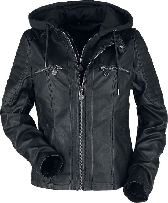 Black Premium by EMP Zwart jasje van imitatieleer in bikerstijl - Dames - XXL