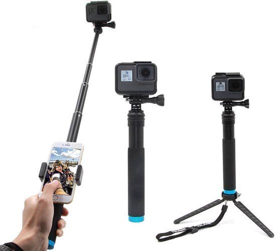 Telesin Selfie Stick - 90cm - Actioncam & Smartphone - Zwart