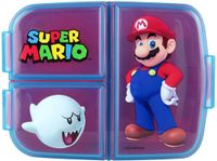 p:os Super Mario lunchbox voor kinderen met 3 compartimenten, plastic lunchbox met clipsluitingen, veelkleurig