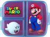 p:os Super Mario lunchbox voor kinderen met 3 compartimenten, plastic lunchbox met clipsluitingen, veelkleurig