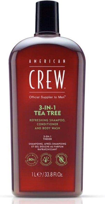American Crew 3-in-1 Tea Tree Shampoo, Conditioner & Body Wash - 1000ml
