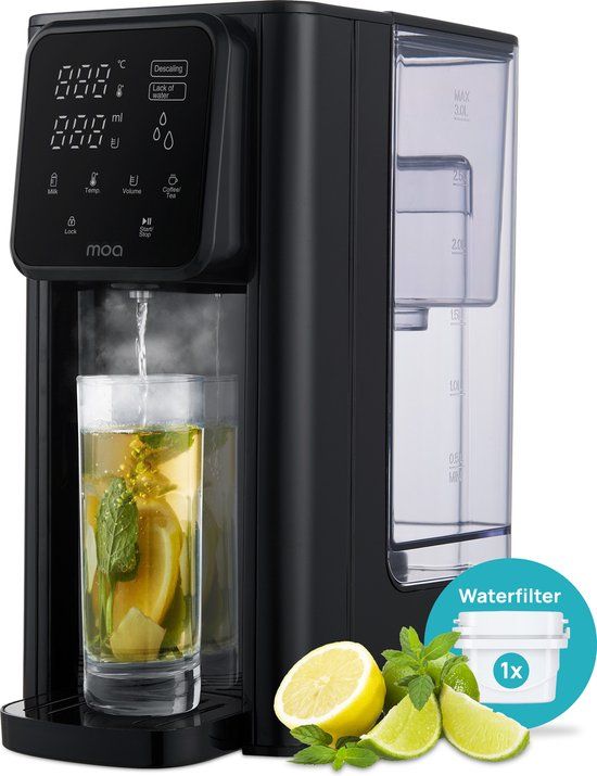 MOA Heetwaterdispenser 3L met Temperatuurregeling - Zwart