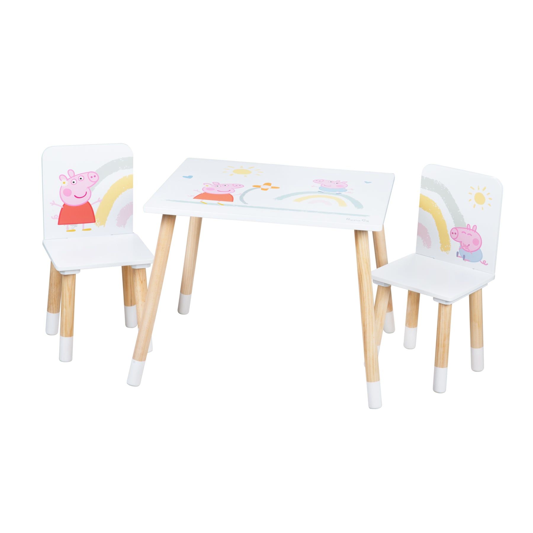roba Peppa Pig Kindermeubelset - Roze/Wit/Hout - Tafel + 2 Stoelen