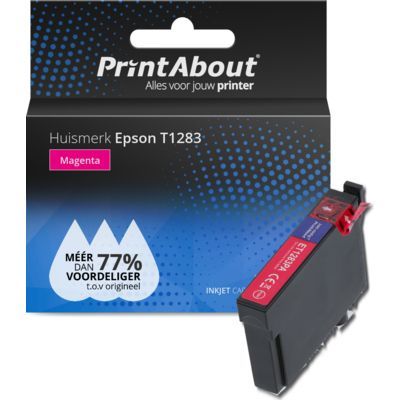 PrintAbout Huismerk T1283 Magenta Inktcartridge - Compatibel met Epson