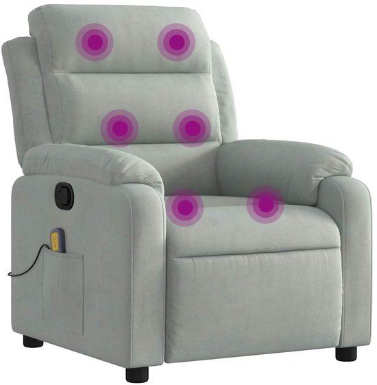 vidaXL Massagestoel verstelbaar fluweel lichtgrijs