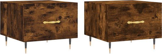 vidaXL Salontafels 2 st 50x50x40 cm bewerkt hout gerookt eikenkleurig