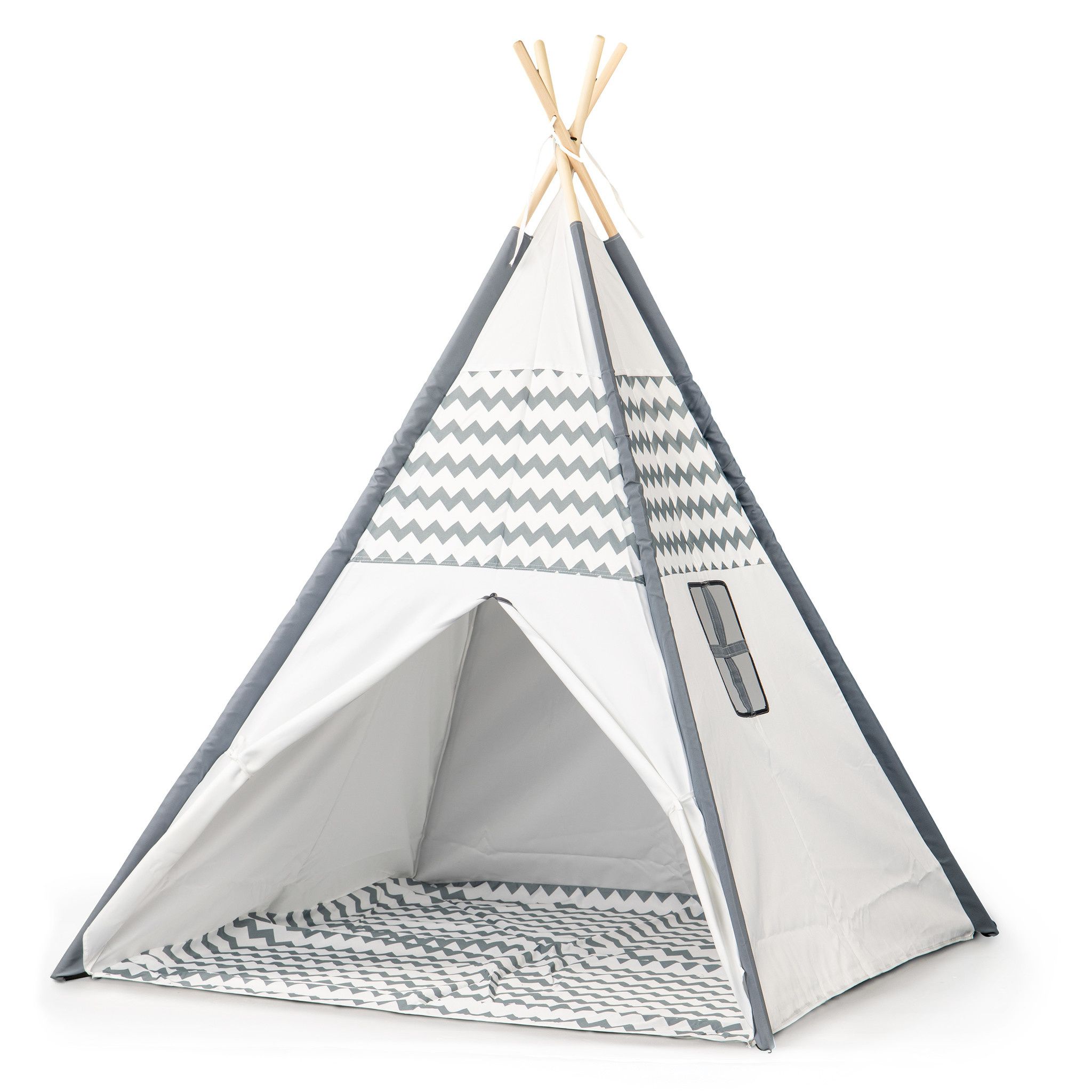 Viking Choice Tipi tent Wigwam grijs golvend motief 100% polyester H160xB120xD120