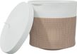 vidaXL - Opbergmand - met deksel - Ø 40x35 cm - katoen - bruin en wit