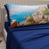 PETTI Artigiani Italiani - Katoenen beddengoed met kussenslopen met digitale print, bedlakens voor Frans bed, beddengoedset Positano Electric Blue, 100% Made in Italy