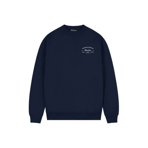 Malelions oversized sweater met backprint - donkerblauw