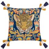 Wylder Tropics Koninklijke luipaard geborduurde fluwelen kussenhoes