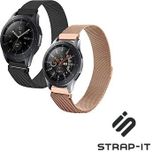 Strap-it 2-pack Milanese band - zwart & rosé goud - Geschikt voor Samsung Galaxy Watch 45mm / 46mm
