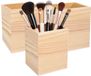 Excellent Houseware Make up organizer bakje - 3x - hout - 8 x 8 x 10 cm - vierkant - sorteerbakje - kwasten