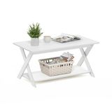 Furinno Simplistische Criss-Crossed Salontafel, Engineered Wood, Wit