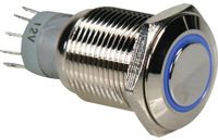 VS-ELECTRONIC Velleman R1610B Ronde Metalen Schakelaar SPDT 1NO 1NC - Blauwe Ring