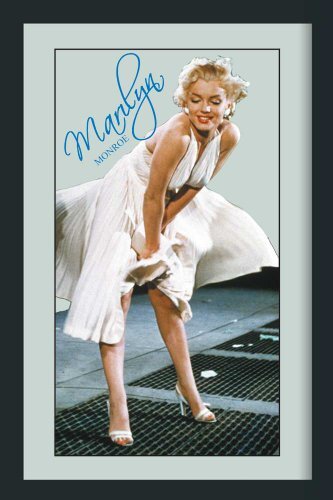 Empire Merchandising 537850 bedrukte spiegel met houten effect kunststof frame met Marilyn Monroe in witte jurk ontwerp 20 x 30 cm