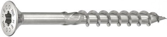 Heco Topix-Plus Schroeven - RVS A2 - Pozidrive platverzonken kop - 4 x 25mm - Deeldraad (200 stuks)
