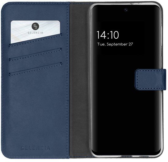 Selencia Echt Leren Bookcase voor de Samsung Galaxy S21 FE - Blauw