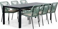 LUX outdoor living Manchester/Seville mint dining tuinset 7-delig | aluminium + touw | 205cm | 6 personen