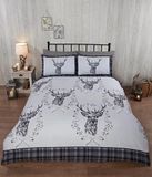 100% ANGUS STAG 100% Geborsteld Katoen Flanel Winter Dekbedovertrek Beddenset (Single, Grijs)