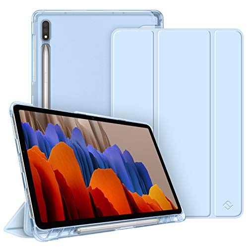 Fintie Hoes voor Samsung Galaxy Tab S7 11'' 2020 SM-T870(Wi-Fi) SM-T875(LTE) met S-pennenhouder, lichtgewicht SlimShell met doorschijnende matte standaard achterkant, Auto Wake/Slaap, Hemelsblauw